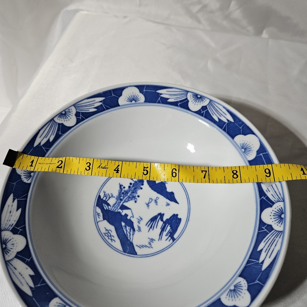 Vintage Jingdezhen Porcelain Blue White Chinese Footed Bowls. Set Of 3 7",8",9" - Picture 8 of 8